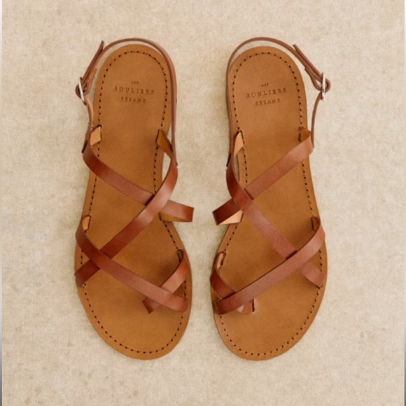 Sézane Adeline low sandals in natural heritage leather sz 40 - Picture 3 of 12